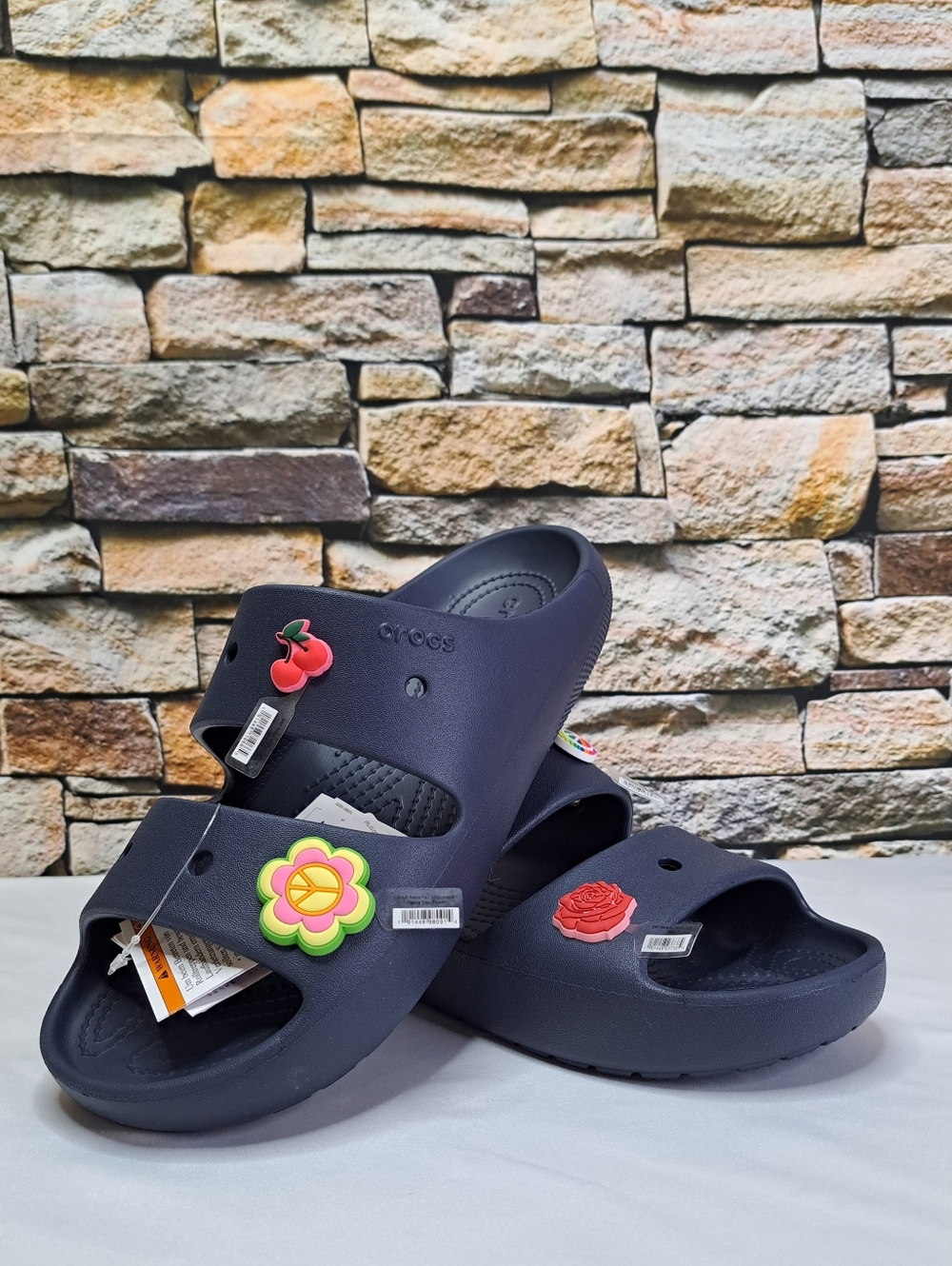 CROCS CLASSIC SLIDE SANDALS REMOVABLE JIBBITZ CHARMS UNISEX in BLEÙ MARINE NEW